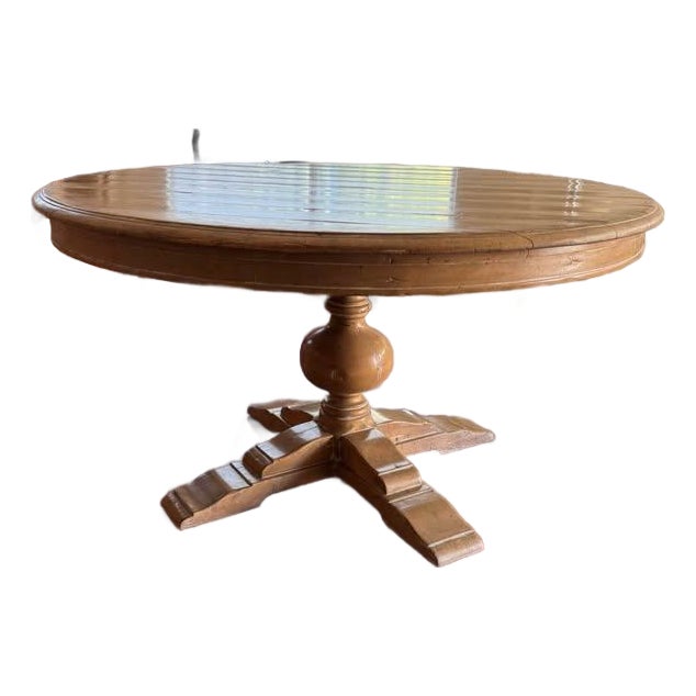 1990s Guy Chaddock & Co. 60" Round Pedestal Dining Table – The Melrose Collection (Includes Extension Leaf) For Sale