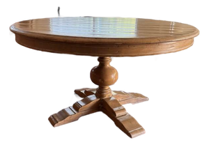 1990s Guy Chaddock & Co. 60" Round Pedestal Dining Table – The Melrose Collection (Includes Extension Leaf)