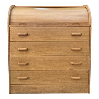 Mid-Century Scandinavian Modern Teak Tambour Rolltop Desk For Sale