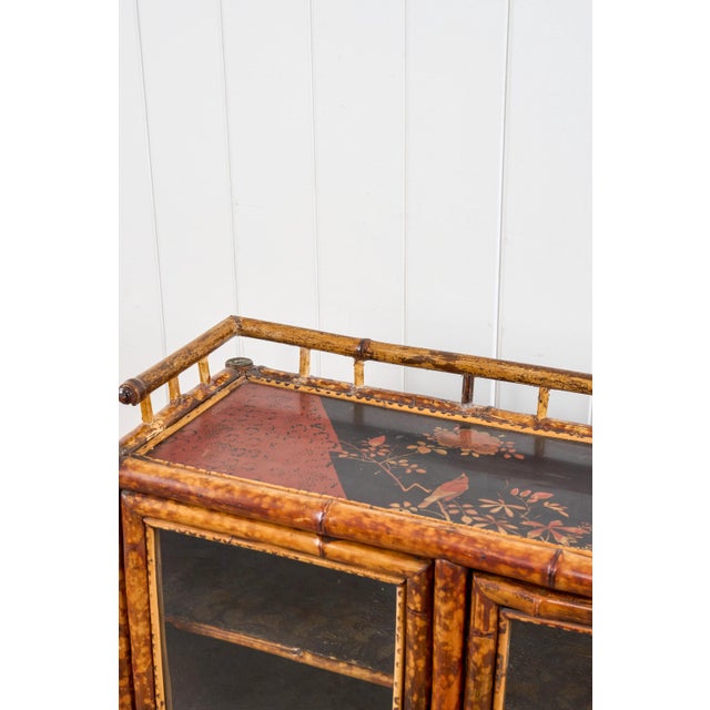 Antique Victorian Tiger Bamboo Glazed Bookcase Cabinet (C. 1870) For Sale - Image 12 of 15