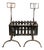 1880 English Iron Firedogs With Log Basket For Sale