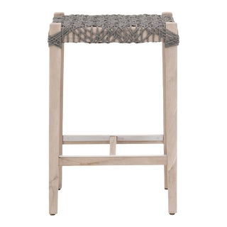Costa Outdoor Backless Counter Stool, Dove Flat Rope For Sale