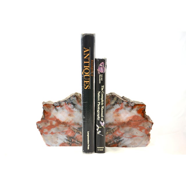 This pair of large vintage agate stone bookends are beautiful and substantial with thick-cut and polished sides to enhance...