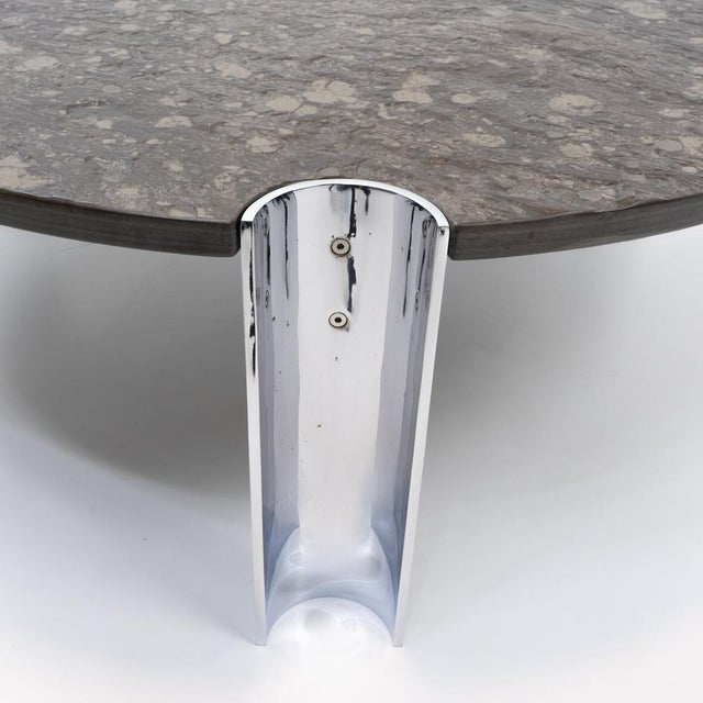 Fossilised Limestone and Chrome Coffee Table, 1970s For Sale - Image 10 of 13