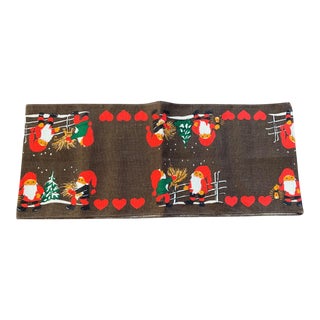 Vintage Scandinavian Elf Christmas Table Runner For Sale