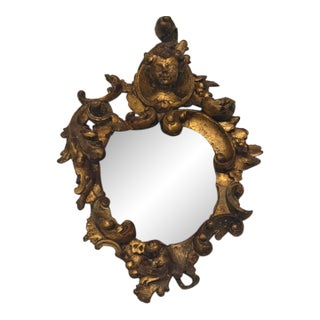 19th Century Carved Venetian Baroque Gilded Mirror With Mercury Glass For Sale