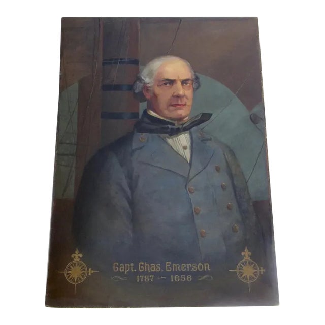 Mid 19th Century Portrait of Captain Chas. Emerson Oil Painting For Sale