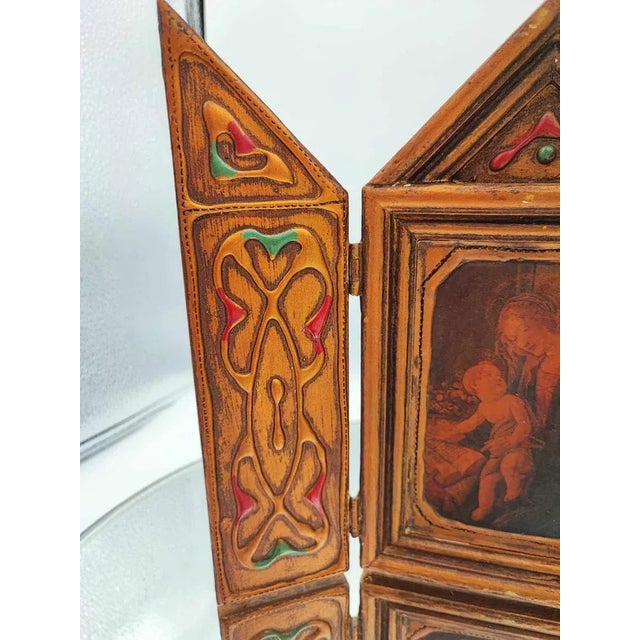 Vintage Wooden Triptych, 1950s-1970s For Sale - Image 4 of 10