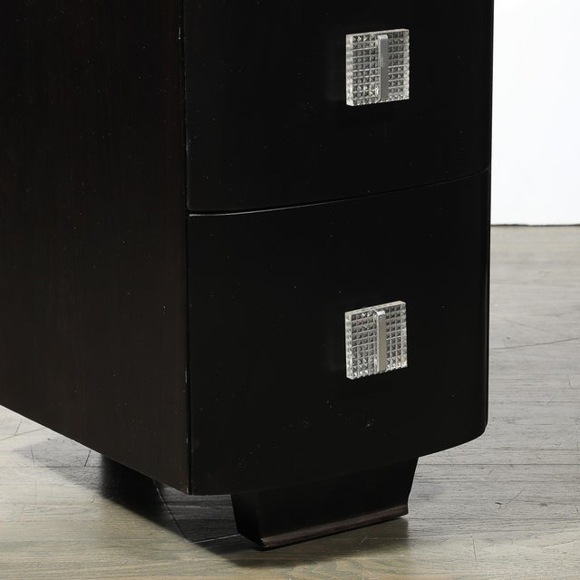 Art Deco Ebonized Walnut Vanity Desk W/ Molded Lucite Pulls For Sale - Image 10 of 12