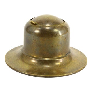 1920-30's Art Deco Brass Capstan Inkwell With Spring Lid For Sale