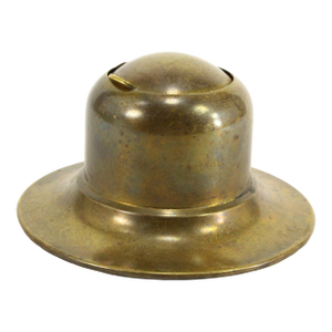 1920-30's Art Deco Brass Capstan Inkwell With Spring Lid