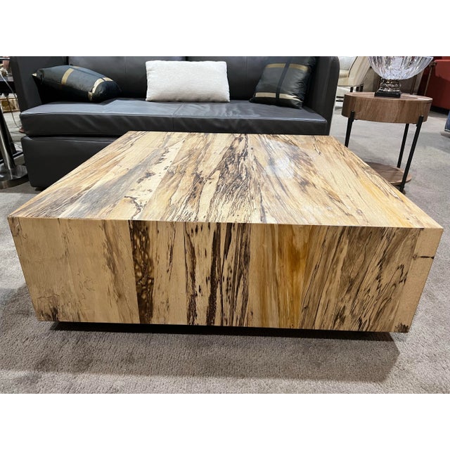 Contemporary Wood Block Coffee Table For Sale - Image 3 of 4