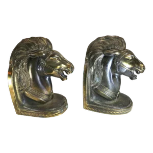 Pair of Vintage Mid-Century BMR Cast Bronze Horse Head Bookends