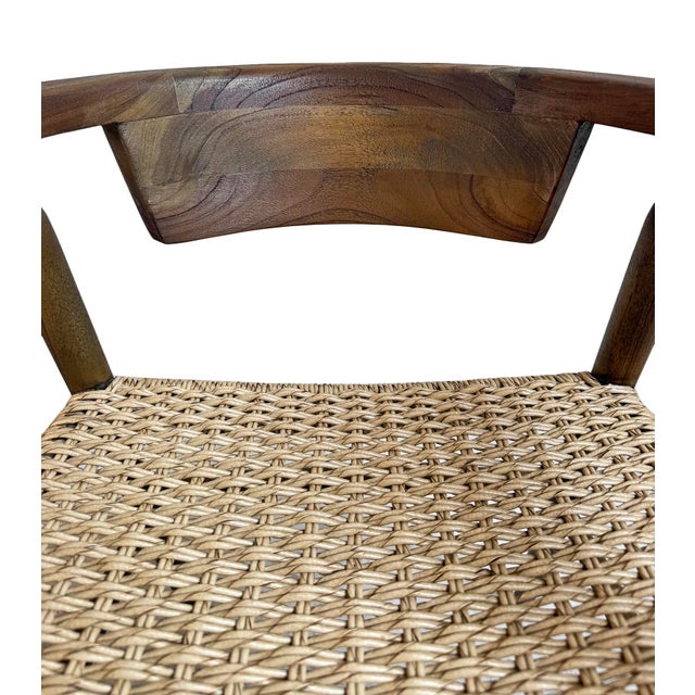 Outdoor Indoor U-Back Woven Seat Mid-Century Coastal Dining Chair For Sale - Image 10 of 14
