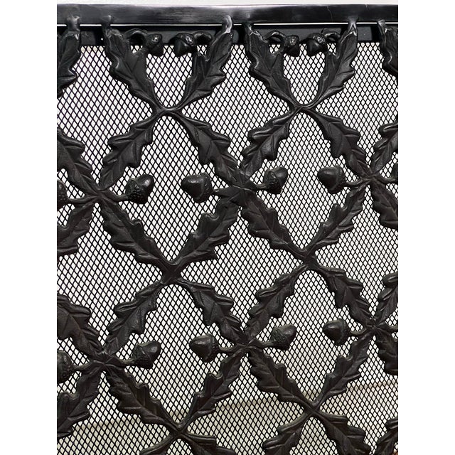 Black Arts and Crafts Cast Brass and Iron Fire Screen in Black, Single Panel, Early 20th C. For Sale - Image 8 of 13