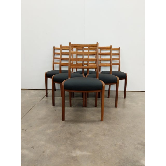 Set of 6 authentic vintage mid century modern dining chairs. By G Plan. Maker's label on bottoms. This set is in excellent...