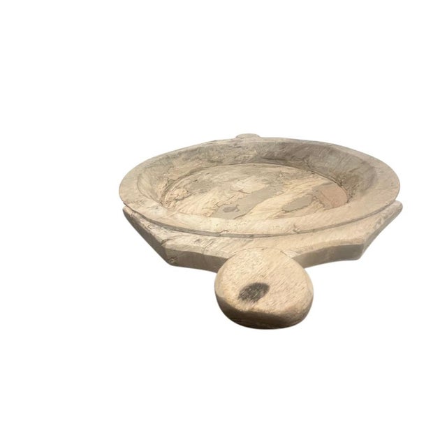 This vintage wood Parat bowl from India was once used to knead bread dough. It is a beautiful rustic piece and can be used...