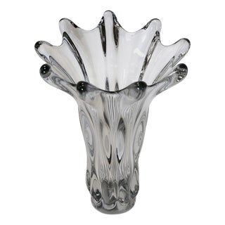 Vintage Handmade Crystal Vase, 1970s For Sale