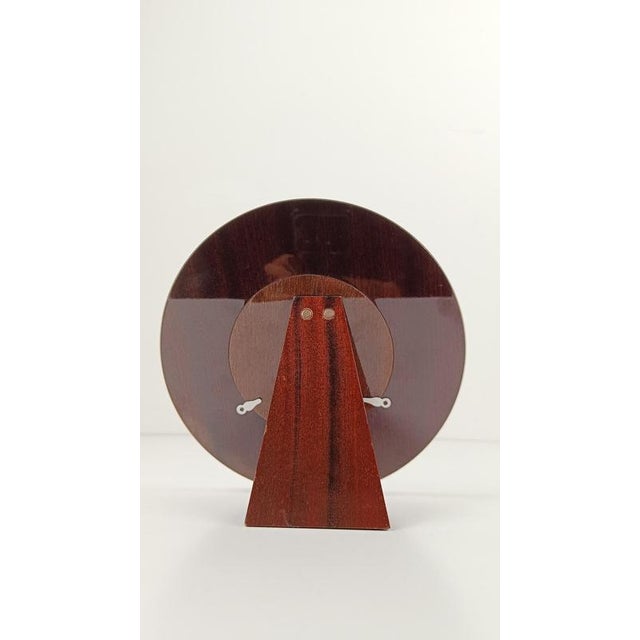 Mid-Century Round Silver-Plated and Teak Picture Frame, Italy, 1970s For Sale - Image 14 of 18
