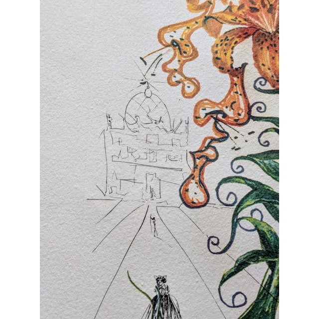 Modern Salvador Dali, Tiger Lilies, 1972, Hand-Signed Original Etching in Colors, 1972 For Sale - Image 3 of 12
