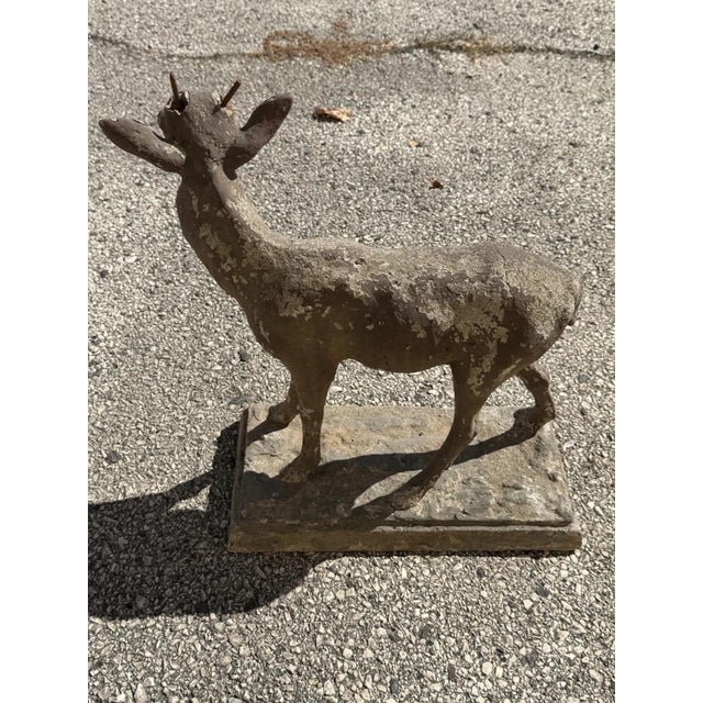 Vintage French Standing Deer Small 19" Cement Concrete Stone Garden Statue For Sale - Image 12 of 16