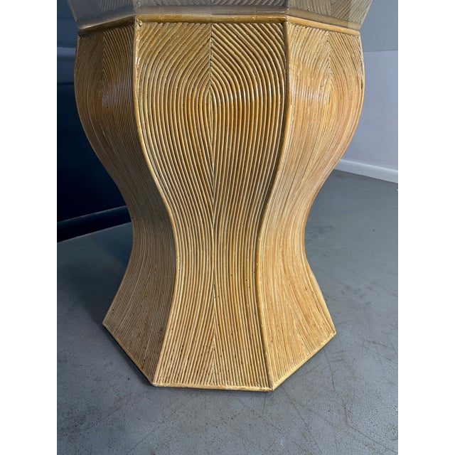 1980s Pencil Reed and Glass Curvaceous Dining Table Post Modern For Sale In Philadelphia - Image 6 of 6