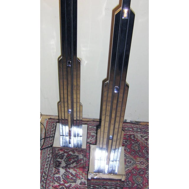 Pair of 1920s 7 Feet Tall! Jules Bouy Art Deco Skyscraper Floor Lamps For Sale - Image 12 of 12