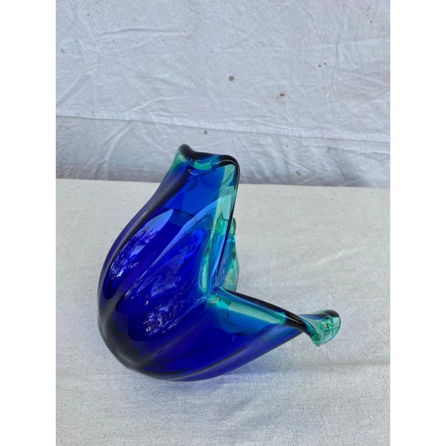 1960s Blue Murano With Teal Green Accents Vase For Sale - Image 11 of 13