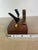 Wood Mid-Century Brass & Walnut Perpetual Calendar Desk Set With Pen Holders For Sale - Image 7 of 8