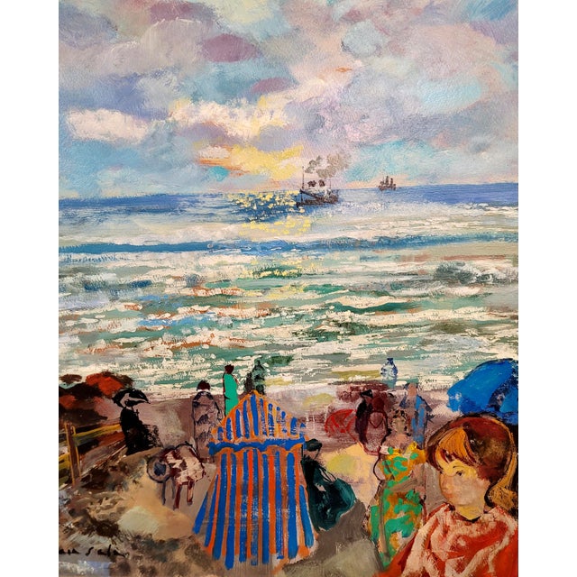 Sculpture Materials Emilio Grau-Sala -Le Havre Beach North of France 1965 Oil Painting For Sale - Image 7 of 12