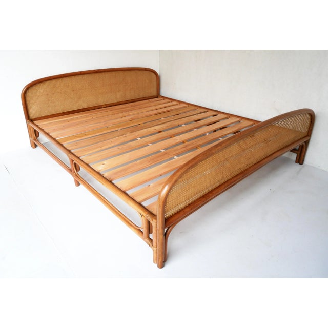 Double Bed in Rattan and Vienna Straw by Gervasoni, 1970s For Sale - Image 3 of 8