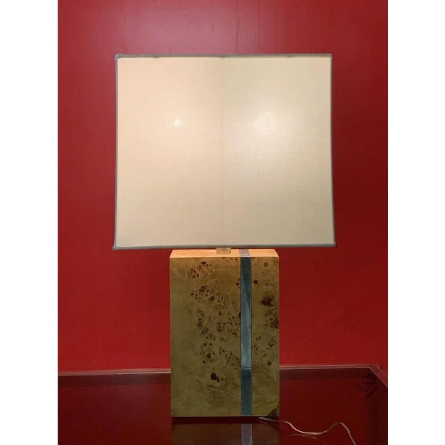 Mid-Century Italian Poplar Briar and Chrome Table Lamp by Tommaso Barbi, 1970s For Sale - Image 4 of 18