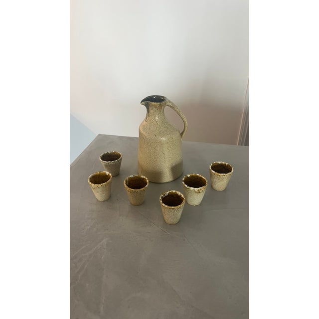1970s Ceramic Liqueur Set from Accolay, 1970s, Set of 7 For Sale - Image 5 of 5