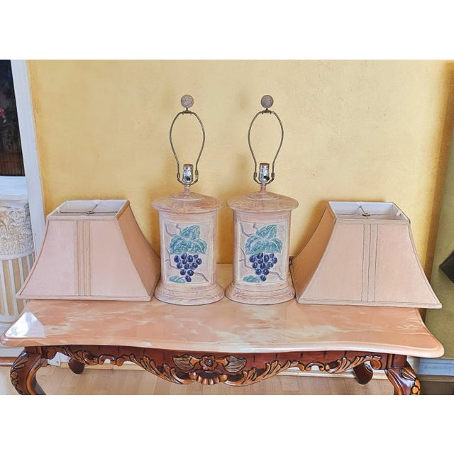 2010s Hollywood Regency Sienna Table Lamps Featuring Grapes, a Pair For Sale - Image 5 of 12