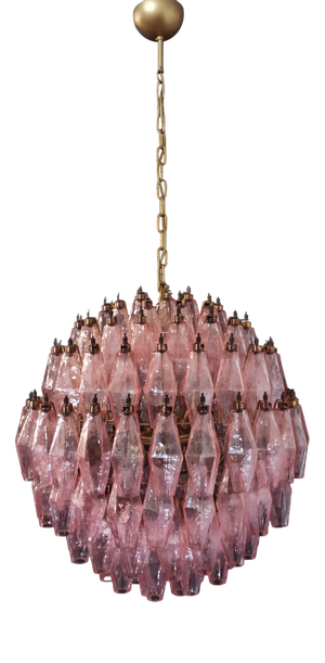 Spherical Murano Glass Candelier with 140 Pink Glasses