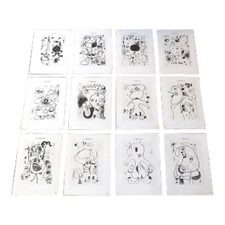 Vintage Mid 20th C. Modern Abstract Joan Miro Lithographs - Set of 12 For Sale