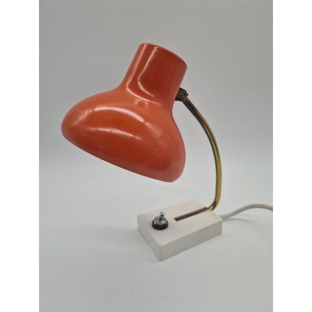 1970s Desk Lamp in Orange Metal and Brass, 1970s For Sale - Image 5 of 10