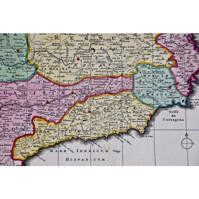 Spain and Portugal: A Hand-Colored 17th/18th Century Map by Visscher, 1725 For Sale - Image 11 of 12