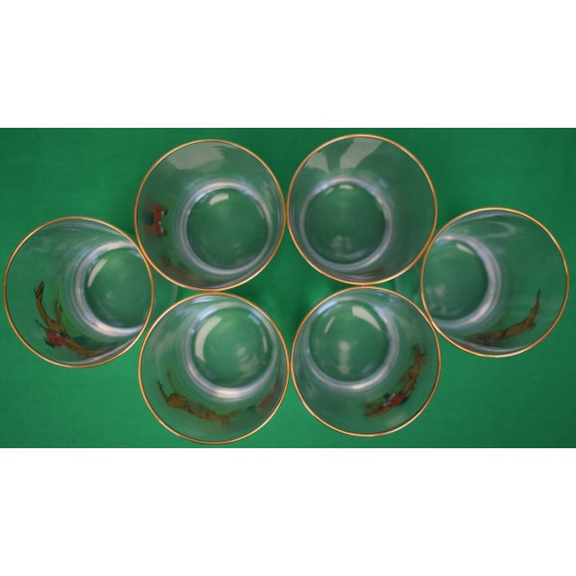 Sz: 5 1/2"H x 2 3/4"D Lovely & rare set of circa 1950s foxhunter hand-painted cocktail glasses from a Locust Valley, L.I....