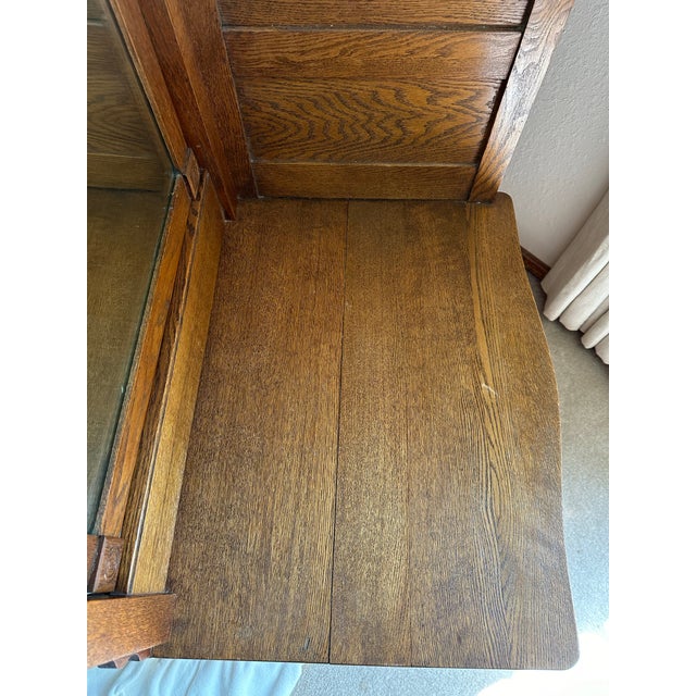 1900 - 1909 1900s Antique Oak Bi-Level Gentleman’s Dresser With Swivel Mirror For Sale - Image 5 of 12