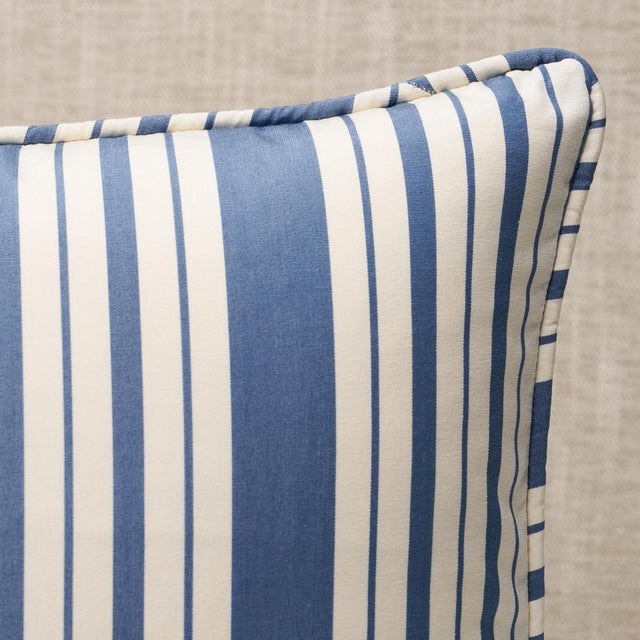This pillow features Markie Stripe by Mark D. Sikes for Schumacher with a self welt finish. A fresh take on a traditional...