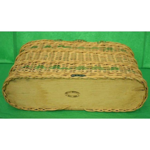 Wood 1950s Brooks Brothers Wicker Adirondack Picnic Tote with Accessories For Sale - Image 7 of 13