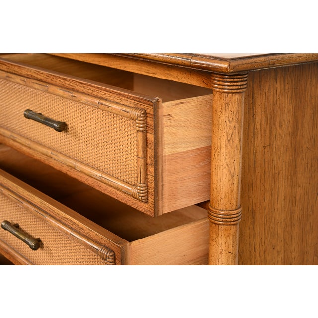 Thomasville Mid-Century Modern Hollywood Regency Faux Bamboo and Rattan Dresser or Credenza, Circa 1970s For Sale - Image 9 of 14