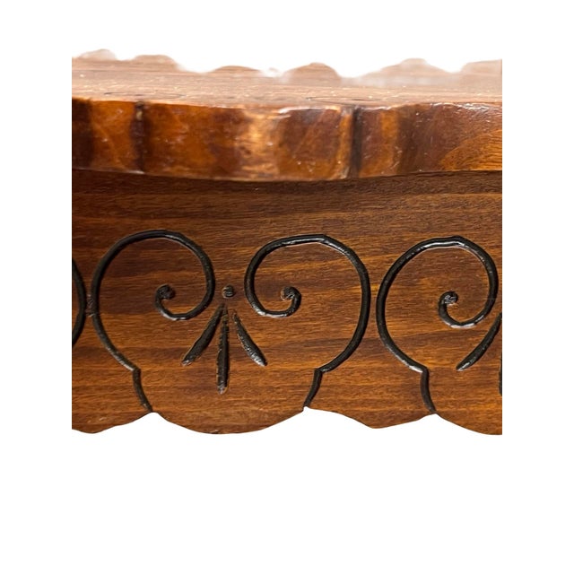 French Art Nouveau Two-Tier Walnut Tea Table With Hand-Carved Floral Decoration, Circa 1890 For Sale - Image 11 of 12