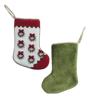 Christmas Wreath Needlepoint Stocking, Mini