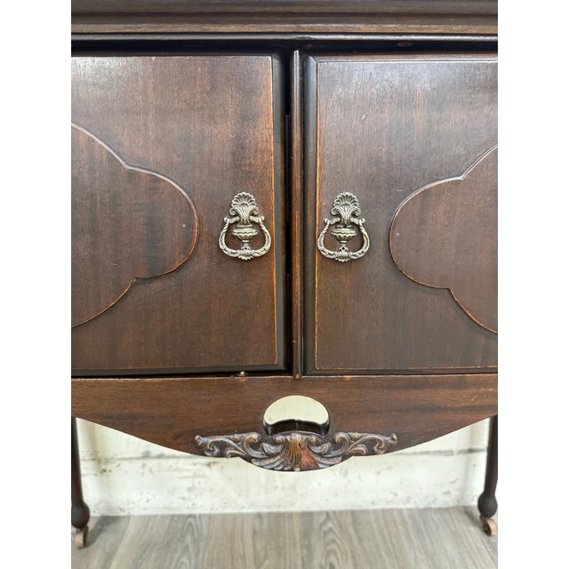 Wood Vintage Georgian Revival Mahogany Tea Server Hostess Cabinet For Sale - Image 7 of 12