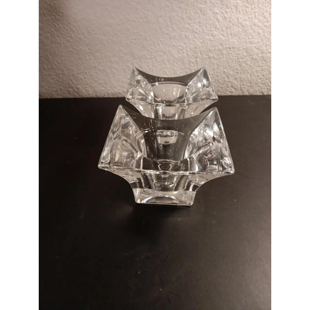 Steuben 1980s Pair of Signed Steuben Crystal Candle Votive Holders. For Sale - Image 4 of 6