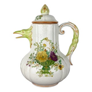 Antique Italian Zoomorphic Majolica Coffee Pot in the style of Pasquale Rubati, Early 20th Century For Sale