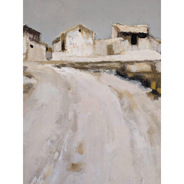 1964 Mid-Century Modern 'Beyond the White Road' Swedish Abstract Landscape Oil Painting, Framed For Sale - Image 10 of 11