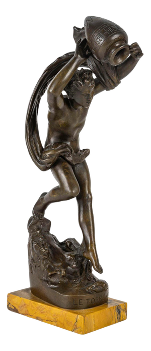 19th Century Napoleon III Bronze Sculpture by U. Basset, Le Torrent